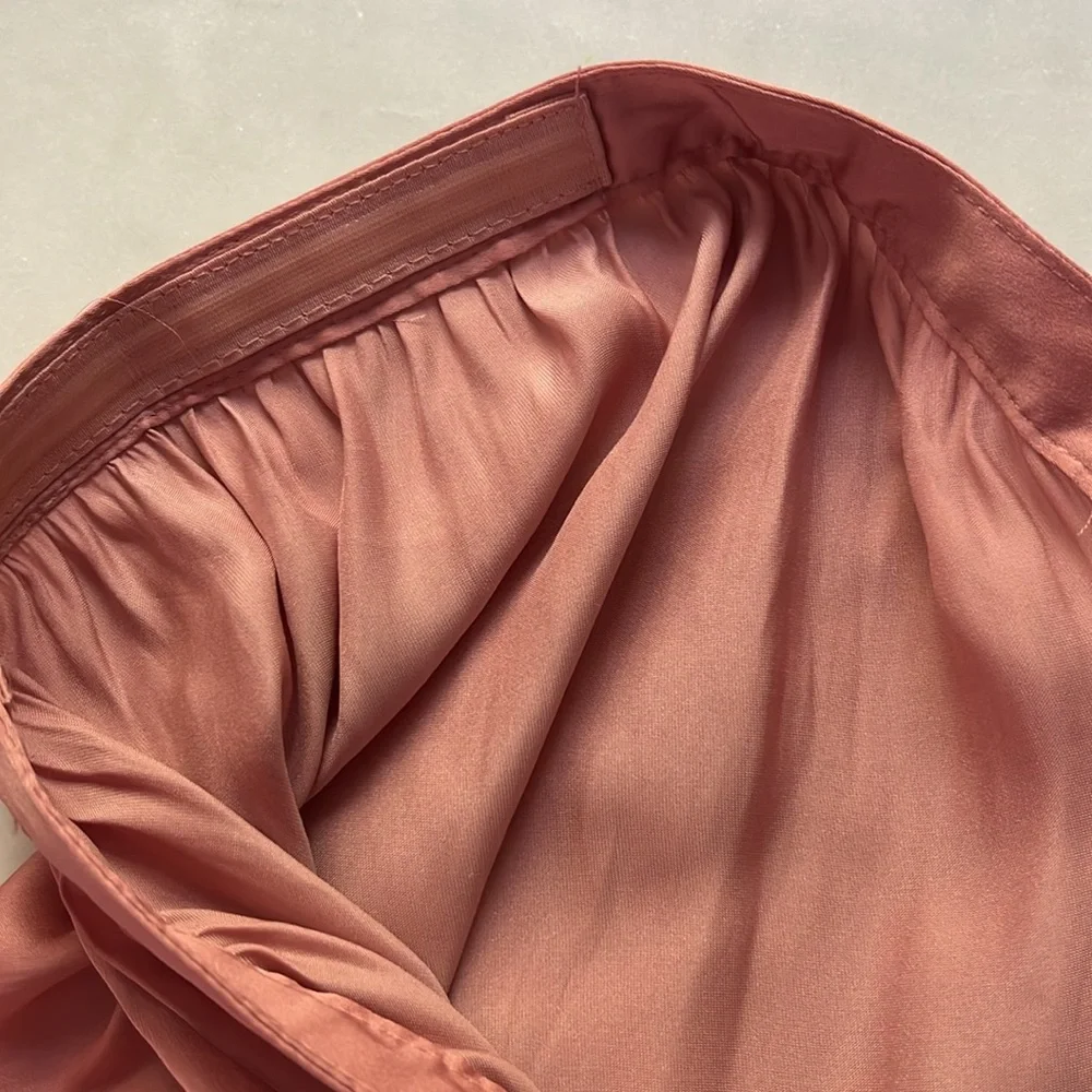 J. Crew Squareneck Smocked Featherweight Satin Cropped‎ Top in Pink size medium